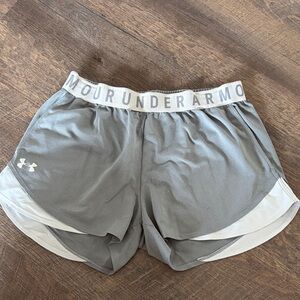Under Armour Women's Silver and White Athletic Shorts